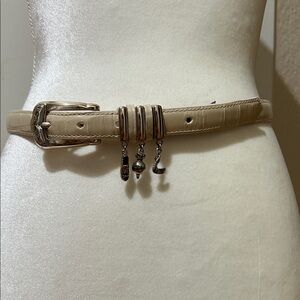 Brighton Beige Leather Belt with Silver Charms